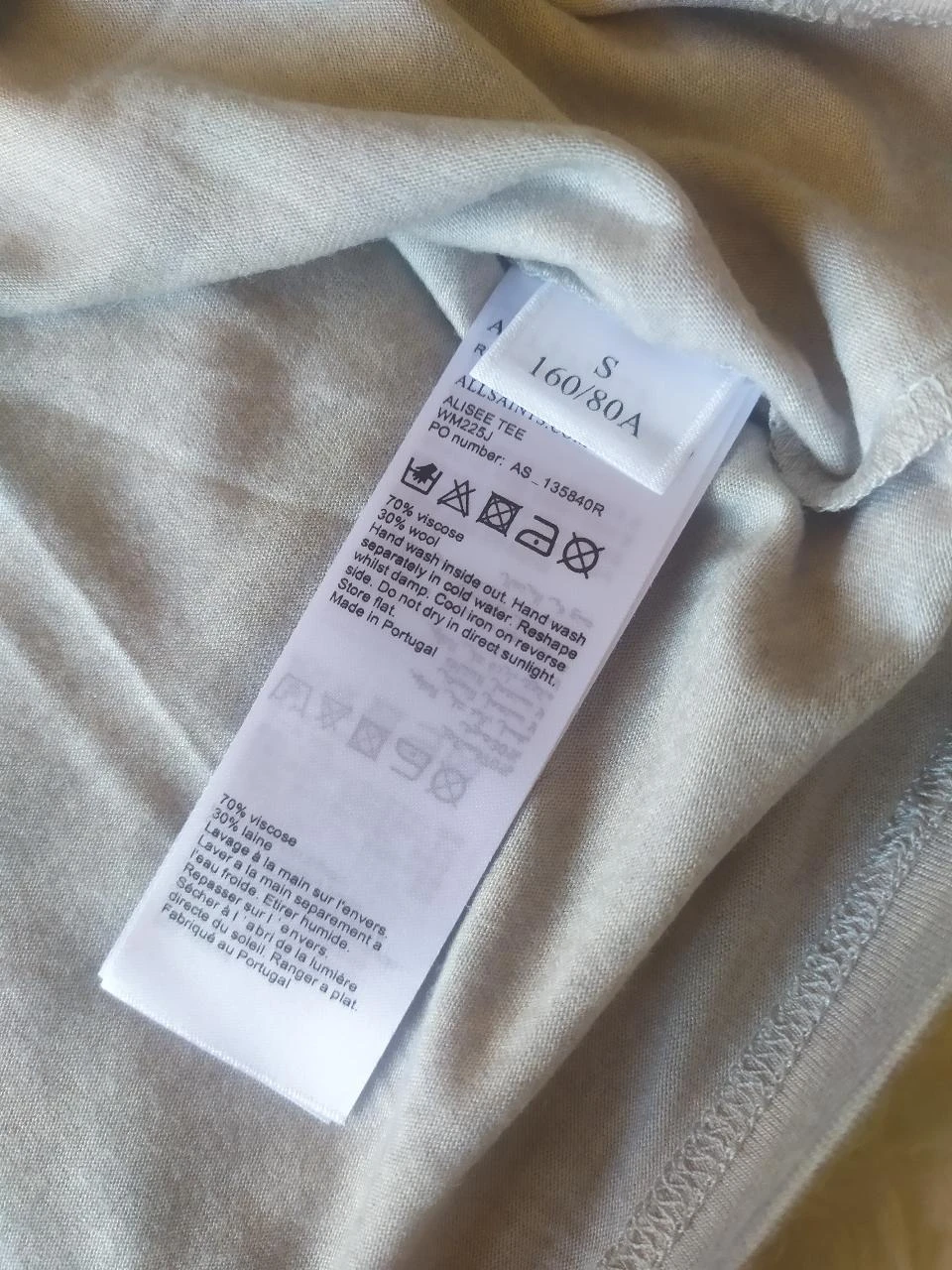 ALLSAINTS Women's Light Grey Viscose Wool Blend Relaxed T-Shirt Size S – photo 14